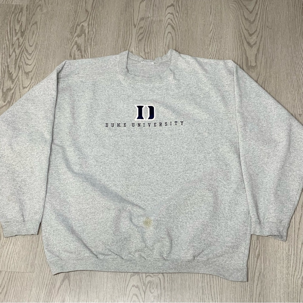 Vintage 90s Duke‎ University Blue Devils Embroidered Gray Sweatshirt XL